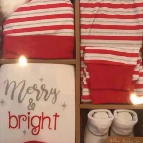 “Merry & Bright” 4 PC Baby Holiday Box Set, 0-6 Months - Picture 2 of 8